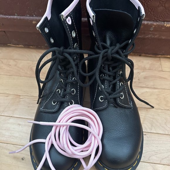 Dr. Martens 1460 Virginia Leather Boots - Pink and Black - Picture 1 of 10